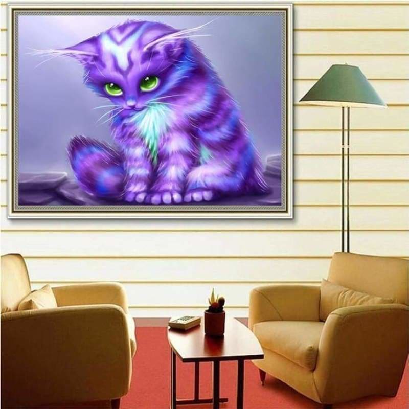 2019 Dream Lavender Little Cat Diy 5d Cross Stitch Diamond 