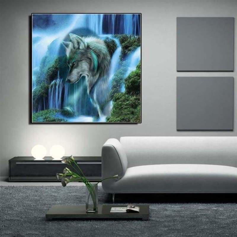2019 Dream Lonely Wolf Waterfall Diy 5d Diamond Embroidery 