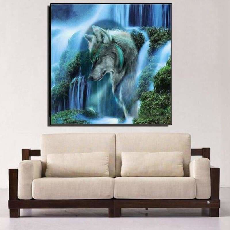2019 Dream Lonely Wolf Waterfall Diy 5d Diamond Embroidery 