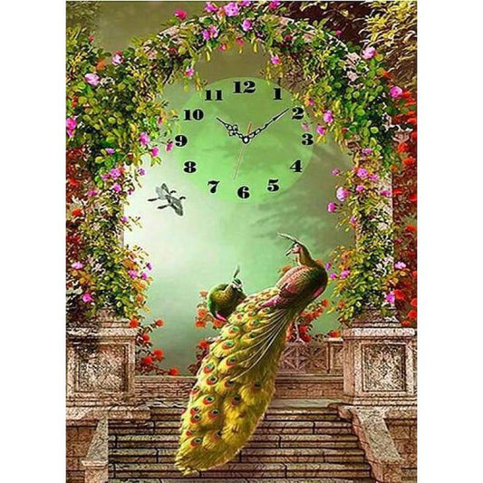 Dream Special Animal Peacock Clock 5d Diy Diamond Painting Kits VM8162