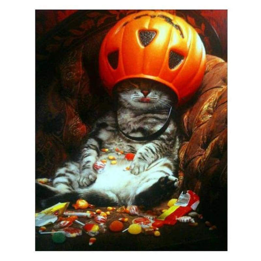 Halloween Pumpkin Cat 5d Diy Cross Stitch Diamond Painting Kits VM8734