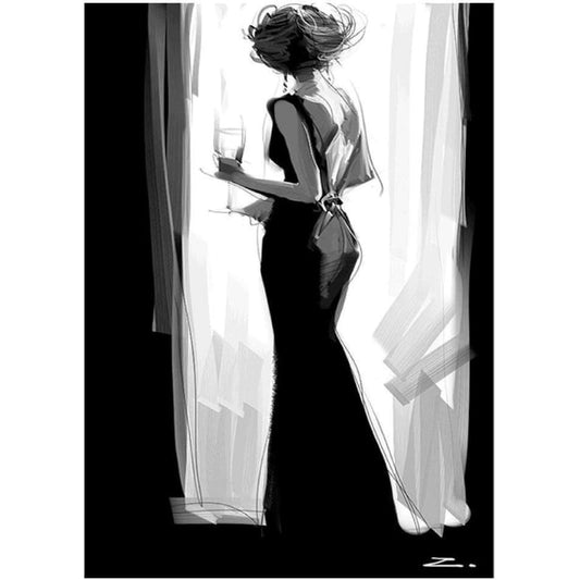 Hot Black And White Woman Picture Wall Decor Diy Diamond Painting Kits VM9489
