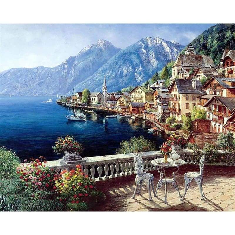 Hot Sale Landscape Seaside Town Diy 5D Mosaic Diamond Painting Kits VM5014