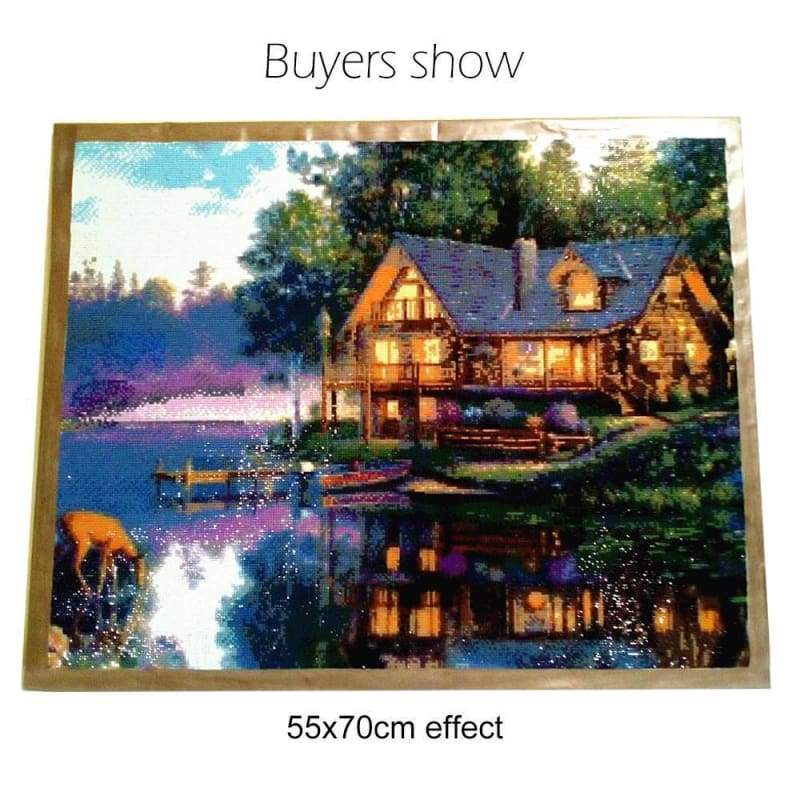 Hot Sale Rhinestone Painting Landscape Cottage Lake 5d Diy Diamond Painting Kits Kits VM4167