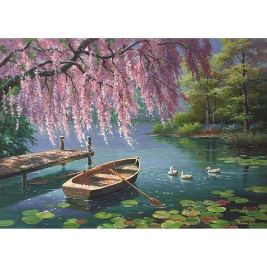 2019 Landscape Boat Full Drill 5D Diy Diamond Painting Kits Cross Stitch