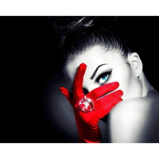 2019 Modern Art Beauty Portrait Red Glove 5d Diy Diamond Painting Portrait VM3313