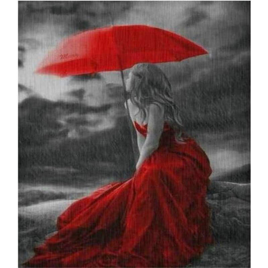 Modern Art Red Umbrella Woman Portrait 5d Diy Diamond Painting Kits VM9217