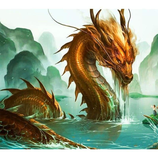 New Dream Art China Golden Dragon Decor 5d Diy Diamond Painting Kits VM9909