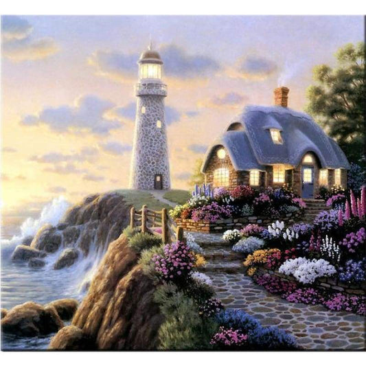 New Dream Cartoon Cottage Lighthouse 5d Diy Diamond Painting Kits VM8378