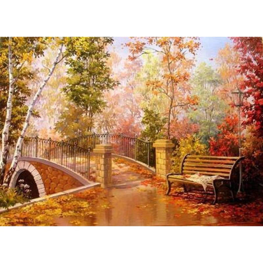 New Hot Sale Autumn Forest Bridge 5d Diy Diamond Painting Kits VM9223