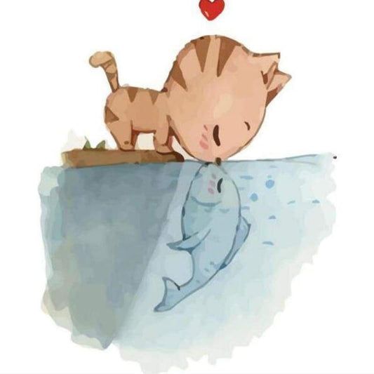 New Hot Sale Cartoon Cat And Fish 5d Diy Diamond Painting Kits VM09930