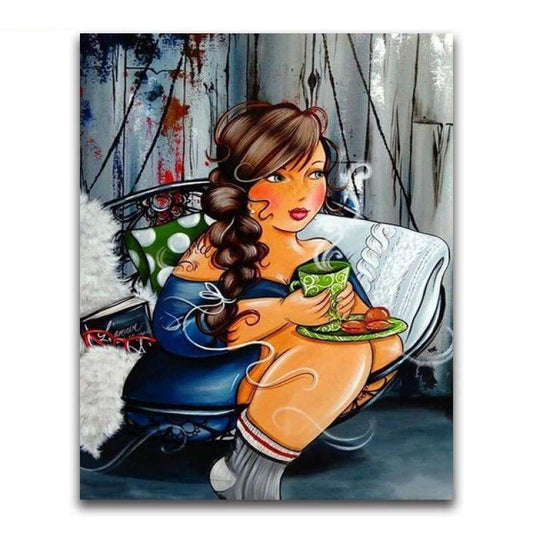 New Hot Sale Cartoon Woman Portrait 5d Diy Diamond Painting Kits VM7755