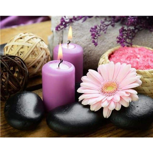 New Hot Sale Flower Orchid Stone Candle 5d Diy Diamond Painting Kits VM9571