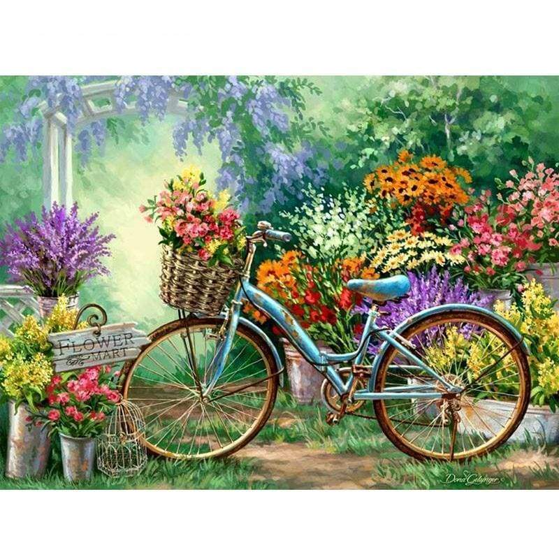 New Hot Sale Flowers And Bicycles  5d Diy Diamond Painting Kits VM09004