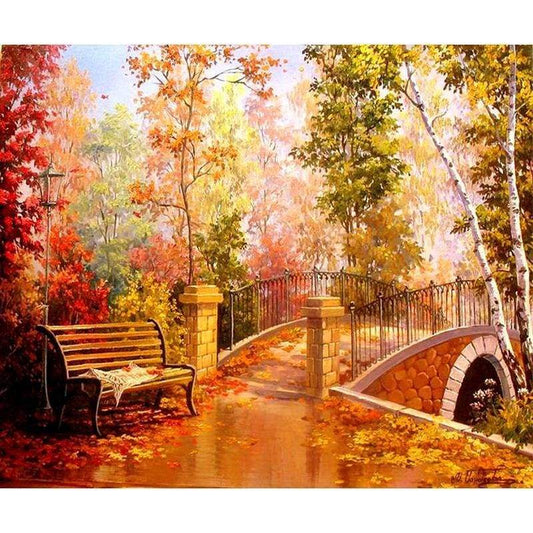 New Hot Sale Forest Bridge Landscape 5d Diy Diamond Painting Kits VM8140