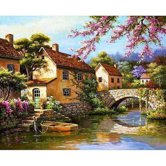 New Hot Sale Landscape Cottage 5d Diy Diamond Painting Cross Stitch VM08586