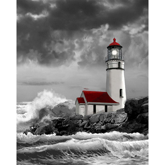 2019 New Hot Sale Lighthouse Seaside Landscape 5d Diy Diamond Painting Kits VM9052
