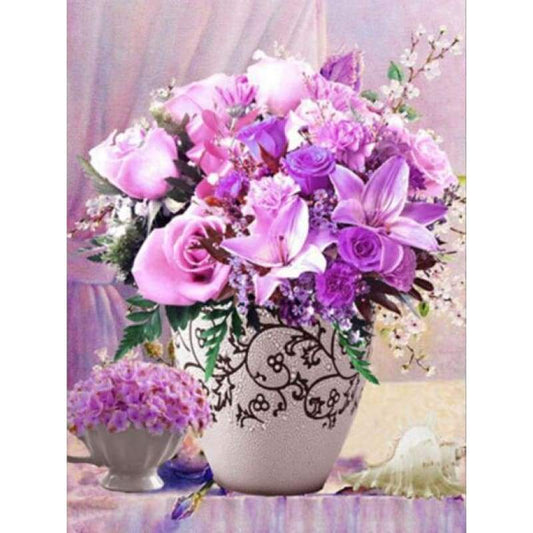 New Hot Sale Popular Pink And Purple Flowers 5d Diy Diamond Painting Kits VM3542