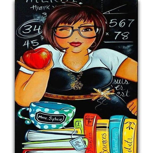 New Hot Sale Square Drill Cartoon Fat Woman 5d Diy Diamond Painting Kits VM09134