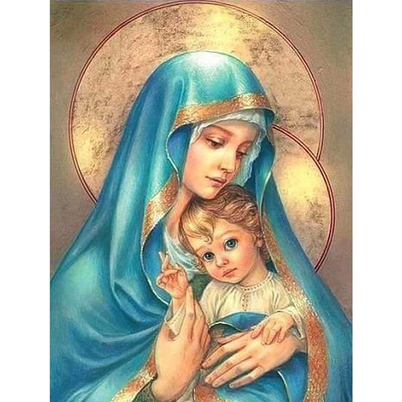 2019 New Hot Sale Virgin And Child Religion Rhinestone Art 5d VM01210 - NEEDLEWORK KITS