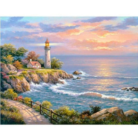 2019 New Hot Sale Wall Decor Landscape Lighthouses 5d Diy Diamond Painting Kits VM4094