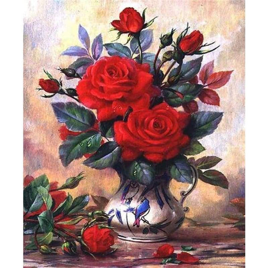 New Hot Sale Wall Decor Red 5d Diy Diamond Painting Kits Flowers VM4011