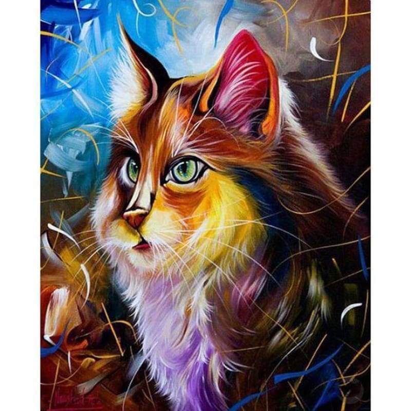 New Oil Painting Style Cat 5d Diy Cross Stitch Diamond Painting Kits QB7000