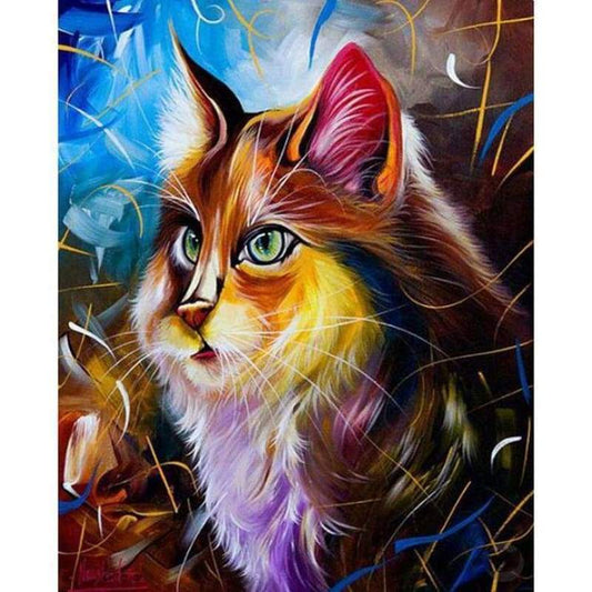 New Oil Painting Style Cat 5d Diy Cross Stitch Diamond Painting Kits QB7000