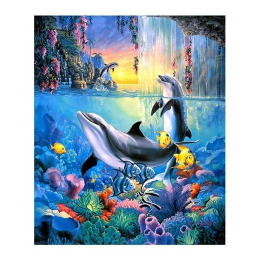 New Special Dolphin 5d Diy Cross Stitch Diamond Painting Kits QB6505