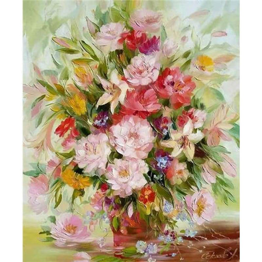 Oil Painting Style Beautiful Pink Flower 5d Diy Diamond Painting Patterns VM1984