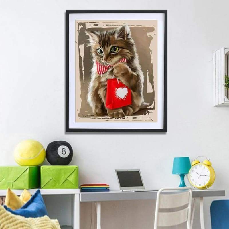 Oil Painting Style Cat 5d Diy Cross Stitch Diamond Painting Kits QB7061