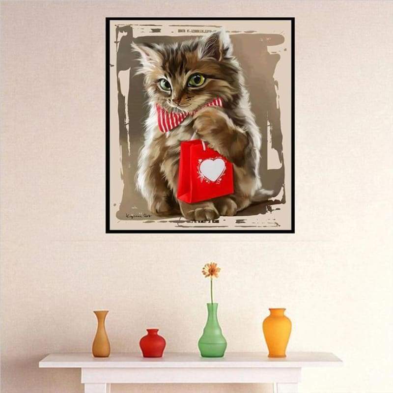Oil Painting Style Cat 5d Diy Cross Stitch Diamond Painting Kits QB7061