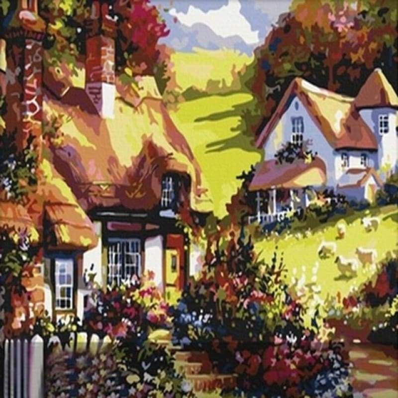 Oil Painting Style Cottage Villa Picture 5d Diy Diamond Painting Kits VM9120