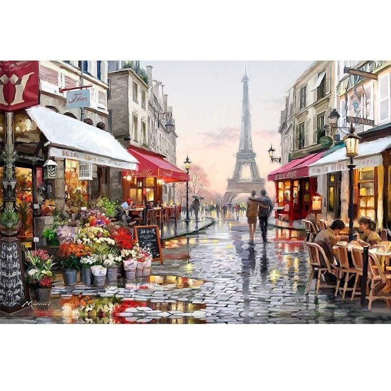 Oil Painting Style Eiffel Tower Street 5d Diy Diamond Painting Kits VM9477