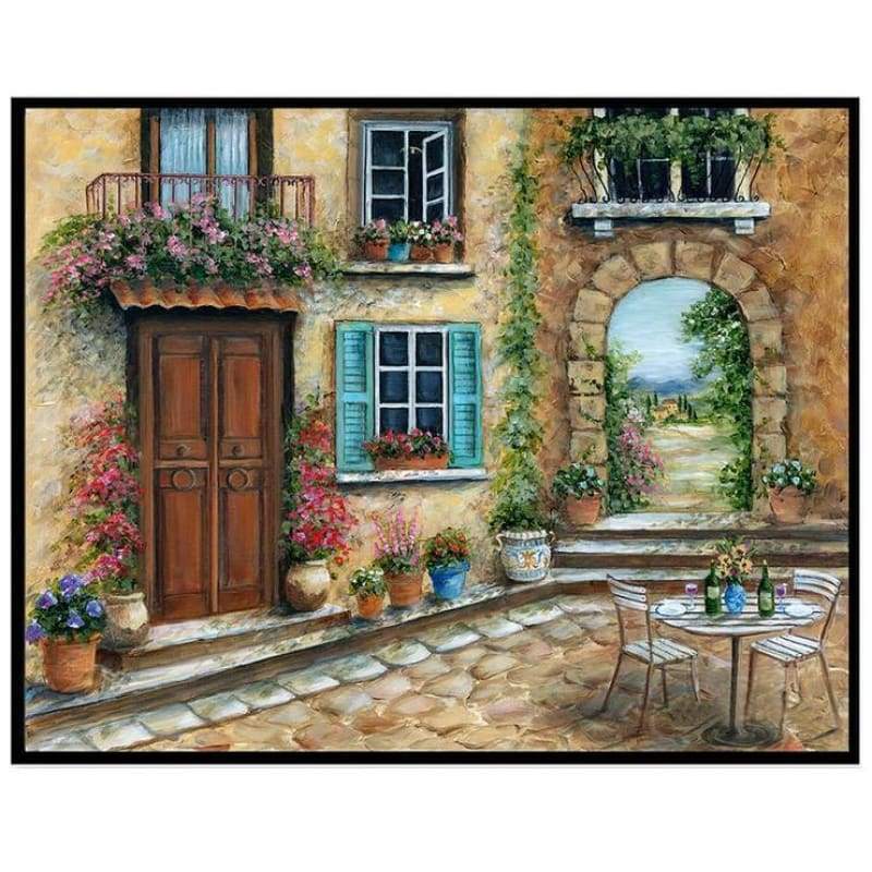 2019 Oil Painting Style Garden Door Diy 5d Diamond Painting Kits QB53511
