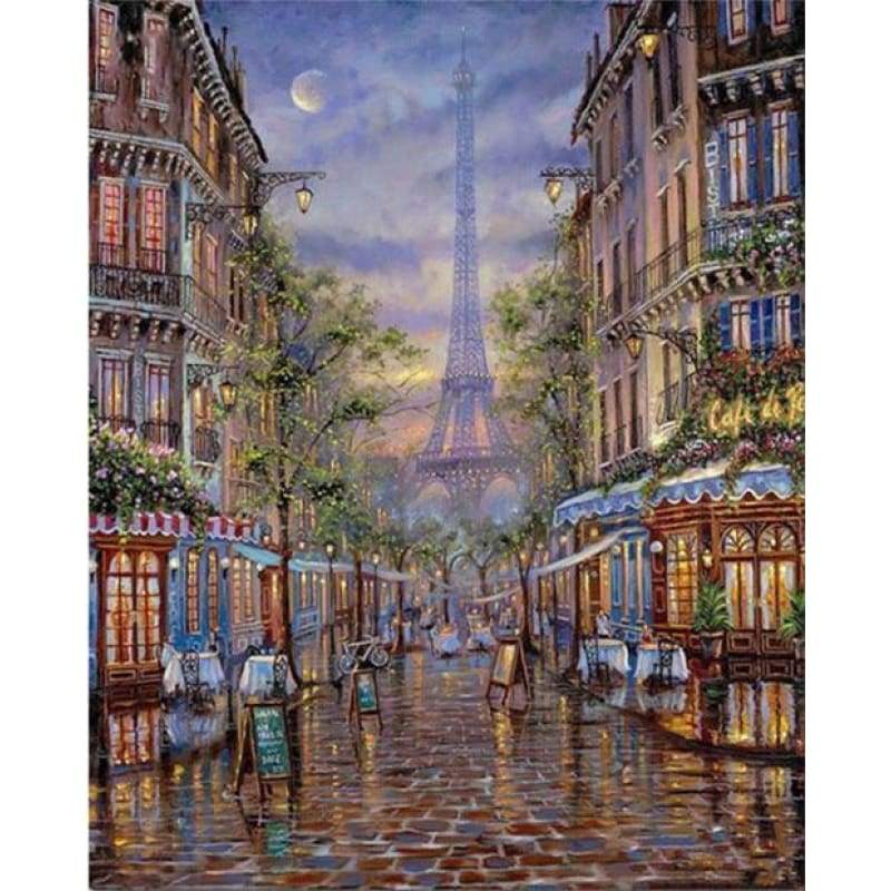 Oil Painting Style Landscape Street Eiffel Tower 5d Diy Diamond Painting Kits VM59466