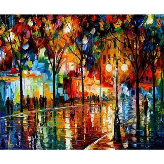 2019 Oil Painting Style Night Street Pattern 5d Diy Diamond Painting Kits VM9953