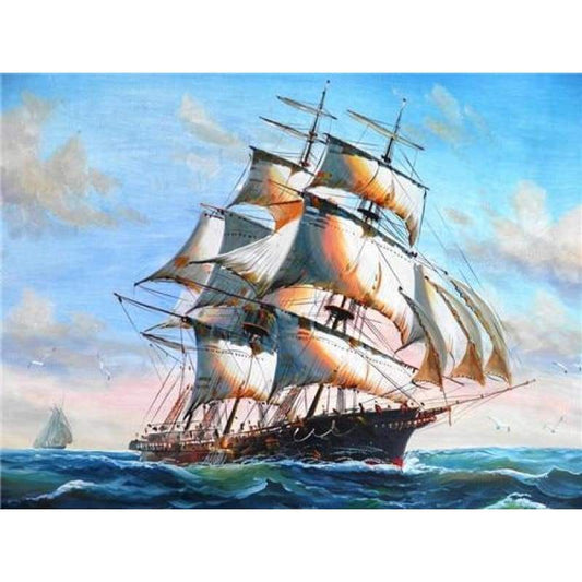 2019 Oil Painting Style Vintage Sailing Boat Wall Decor 5d Diy Diamond Painting Kits VM9527