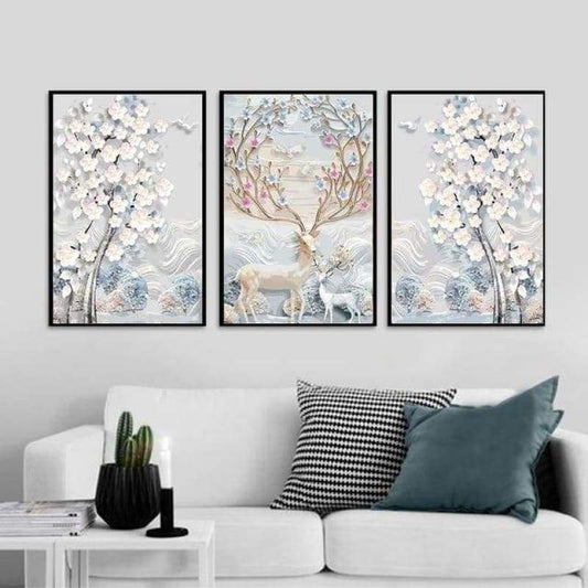 3PCS Multi Panel Deer Diy Paint By Numbers Kits VM94325 -