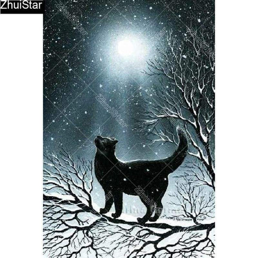 5D DIY Diamond Painting Black Cat Embroidery Cross Stitch Mosaic Home Decor