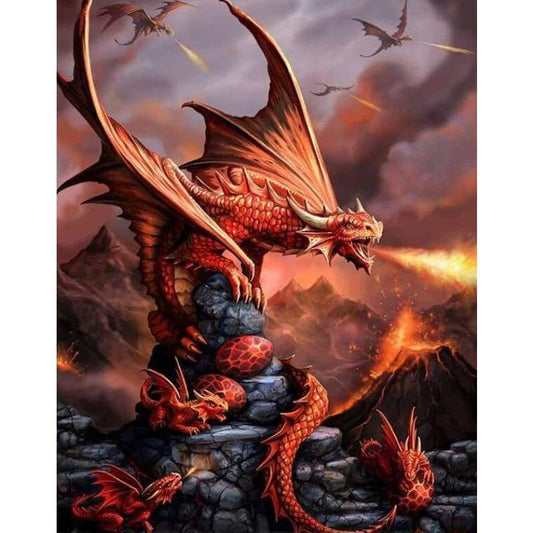 5D DIY Diamond Painting Fire Dragon Embroidery Cross Stitch Mosaic