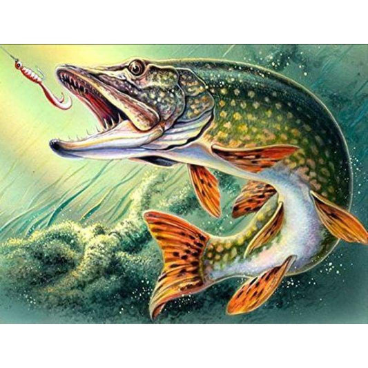 5D DIY Diamond Painting Green Fish Embroidery Cross Stitch Art Mosaic Kits