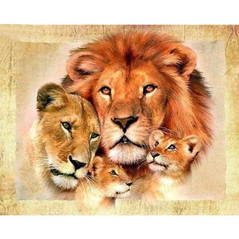 5D DIY Diamond Painting Lion Family Embroidery Cross Stitch Rhinestone Kits