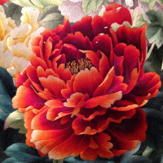 5D DIY Diamond Painting Red Blooming And Wealthy Embroidery Cross Stitch Kits