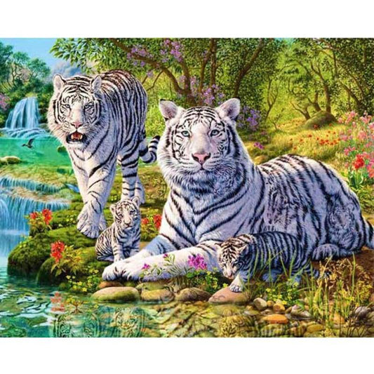 5D DIY Diamond Painting White Tiger Embroidery Cross Stitch Kits