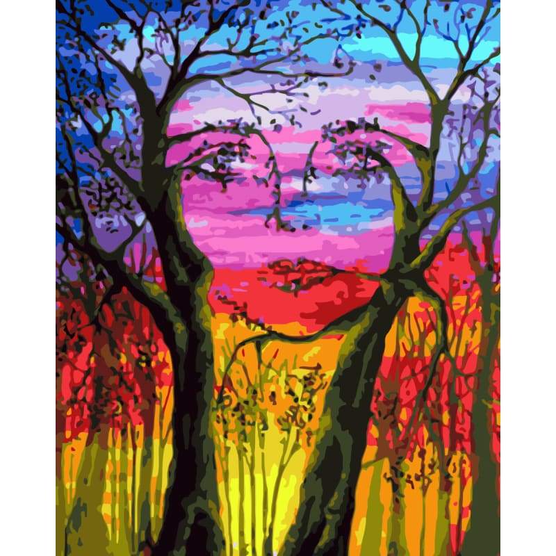 Abstract Art Tree＆ Girl Diy Paint By Numbers Kits WM-757 - NEEDLEWORK KITS