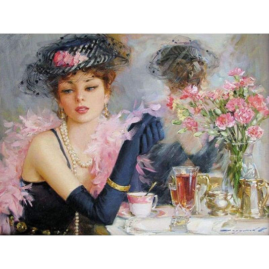 Afternoon Tea Woman Diy Paint By Numbers Kits ZXE205 - NEEDLEWORK KITS