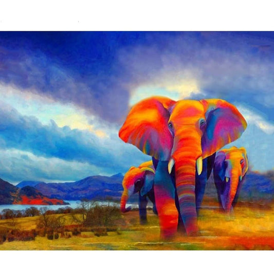 Animal African Colorful Elephants Diy Paint By Numbers Kits 