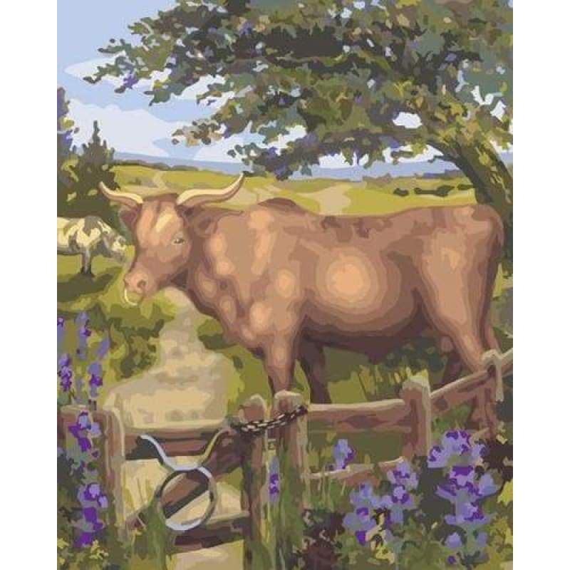 Animal Bull Diy Paint By Numbers Kits ZXB113 - NEEDLEWORK KITS