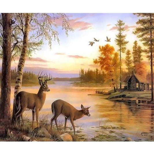 Animal Deer Diy Paint By Numbers Kits ZXQ3557 - NEEDLEWORK KITS